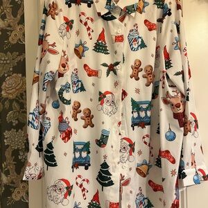 Festive Holiday Womens Button Up